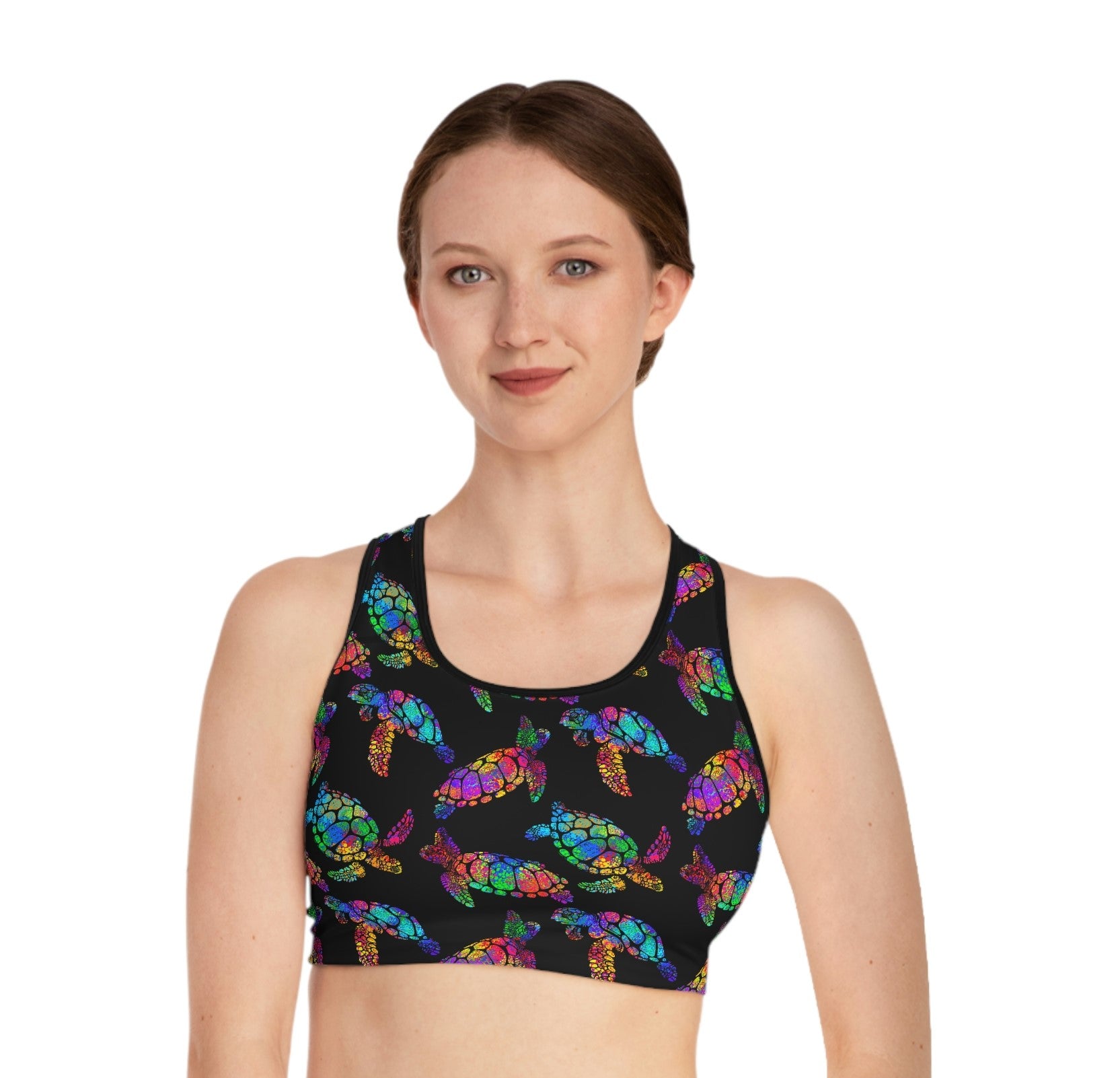 Neon Sea Turtle Sports Bra